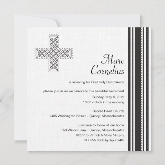 Celtic Cross First Heilige Communauteit Uitnodigin Kaart (Voorkant)