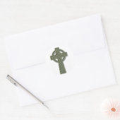 Celtic Cross - Green Stone Ronde Sticker (Envelop)