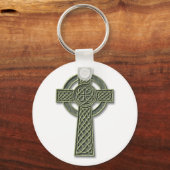 Celtic Cross - Green Stone Sleutelhanger (Voorkant)