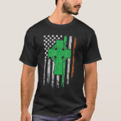 Celtic Cross Irish American Flag St Patrick's Day T-shirt (Voorkant)