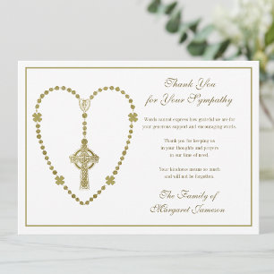 Celtic Cross Rosary Funeral Sympathie Bedankkaart