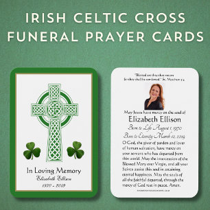 Celtic Cross Shamrocks Funeral Memorial Prayer Visitekaartje