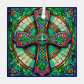 Celtic Cross Style Suncatcher Glas in lood Design Glas Ornament (Achterkant)