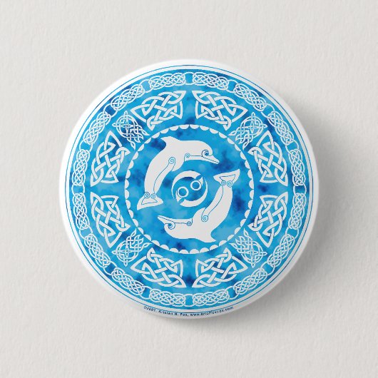 Celtic Dolphin Ronde Button 5,7 Cm (Voorkant)