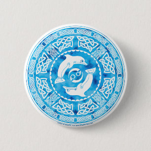 Celtic Dolphin Ronde Button 5,7 Cm