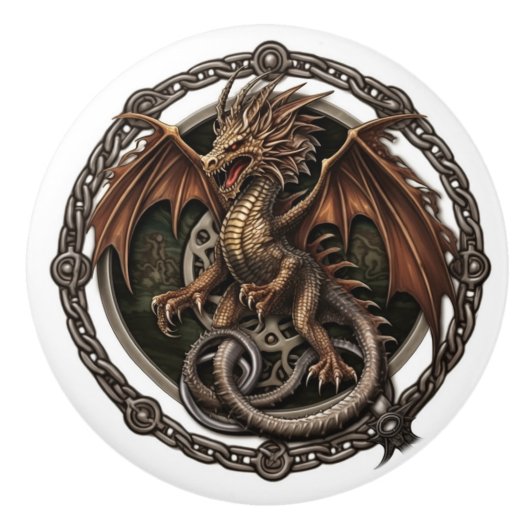 Celtic Dragon Keramische Knop (Voorkant)