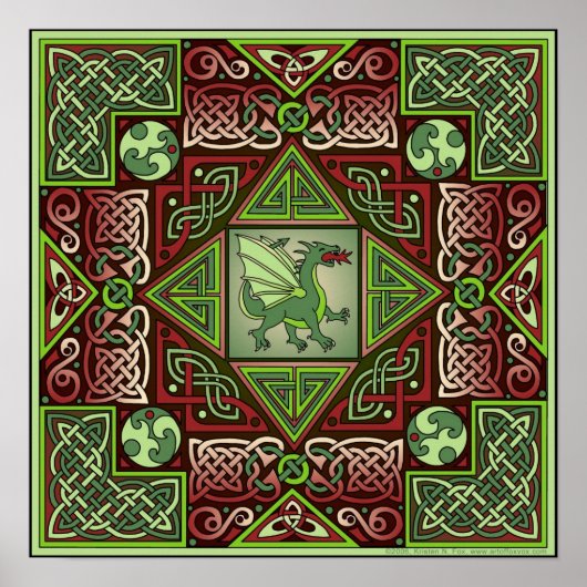 Celtic Dragon Labyrinth Fine Art Poster (Voorkant)