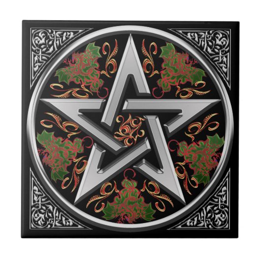 Celtic Dragon Pentagram Tegeltje (Voorkant)
