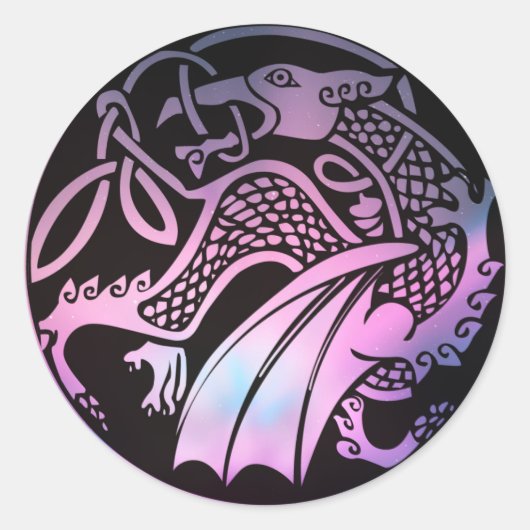 Celtic Dragon Round Ronde Sticker (Voorkant)