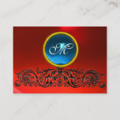 CELTIC DRAGONS MONOGRAM RUBY rood blauw saffier Visitekaartje (Achterkant)