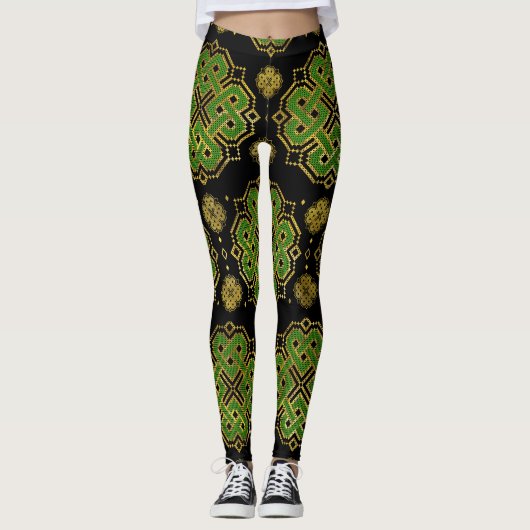 Celtic Enless Knot - Shamrock four-leaf Clover Leggings (Voorkant)