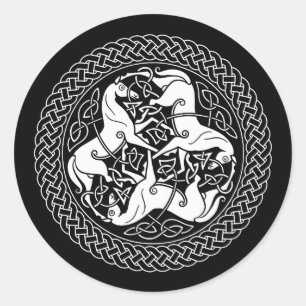 Celtic Epona Knot with Horses Ronde Sticker