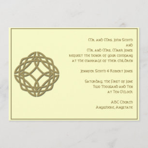 Celtic Eternity Knot Gold Ivory Wedding Invitation Kaart