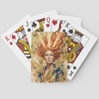 Celtic Fire Goddess Brigid Gold Leaf Fantasy Art Pokerkaarten