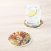 Celtic Fire Goddess Brigid Gold Leaf Fantasy Art Zandsteen Onderzetter (Zijkant)