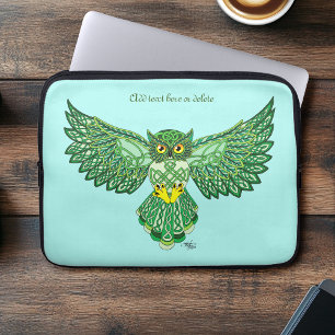 Celtic Flight Uil Groen Laptop Sleeve