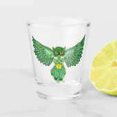 Celtic Flight Uil Groen Shot Glas (Voorkant)
