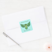Celtic Flight Uil Groene Bookplate Vierkante Sticker (Envelop)