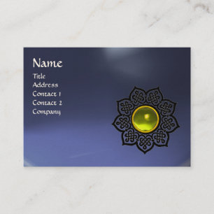 CELTIC FLOWER MONOGRAM blauw geel, topaz Visitekaartje