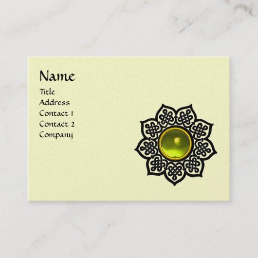 CELTIC FLOWER YELLOW GEM MONOGRAM Cream Luxe Visitekaartje (Voorkant)