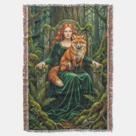 Celtic Forest Queen Red Fox Witch Fantasy Art ( Deken (Voorkant Verticaal)