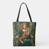 Celtic Forest Queen Red Fox Witch Fantasy Art ( Draagtas (Achterkant)