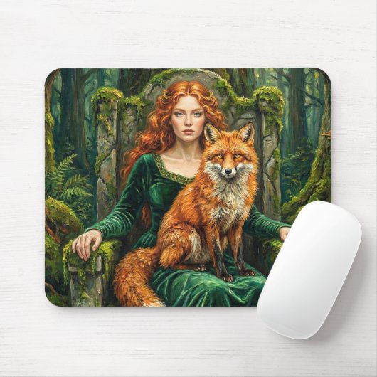 Celtic Forest Queen Red Fox Witch Fantasy Art ( Muismat (Met muis)