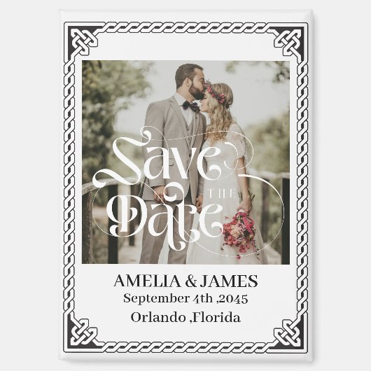 Celtic Frame Wedding Save the Date Magnet (Recto)