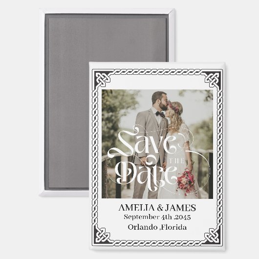 Celtic Frame Wedding Save the Date Magnet Magneet (Voorkant / Achterkant)