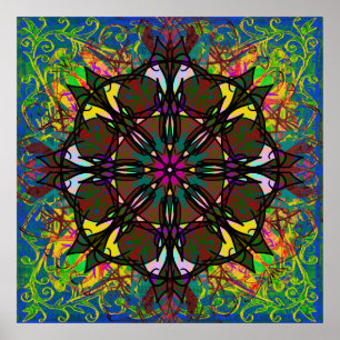 Celtic Glas in lood Bohemian Tribal Mandala Tegel Poster