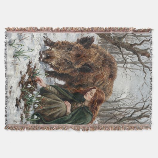 Celtic Goddess & Wild Boar Deken (Voorkant)