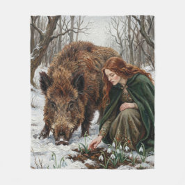 Celtic Goddess & Wild Boar Fleece Deken