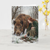 Celtic Goddess & Wild Boar Kaart (Gele Bloem)