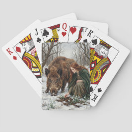 Celtic Goddess & Wild Boar Pokerkaarten