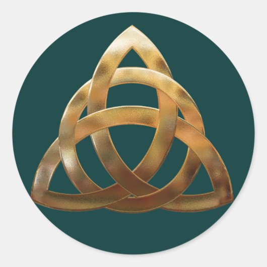 Celtic Gold Trinity Knot Ronde Sticker (Voorkant)