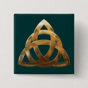Celtic Gold Trinity Knot Vierkante Button 5,1 Cm