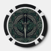 Celtic Green en Zilver Zwaard Poker Chips (Achterkant)