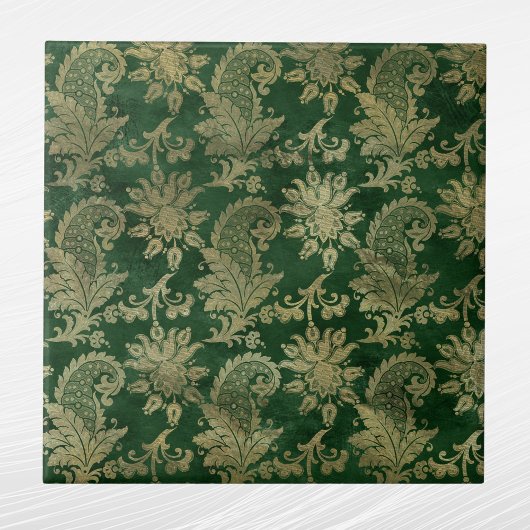 Celtic Green Gold Paisley Floral Pattern Tegeltje