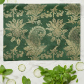 Celtic Green Gold Paisley Floral Pattern Theedoek (Gevouwen)