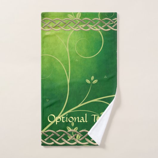 Céltic Green Knots & Feuilles (Serviette à main)