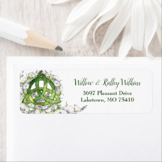 Celtic Green Triquetra Waterverf Floral Adres L Etiket