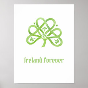 Celtic Green Waterverf Shamrock Poster