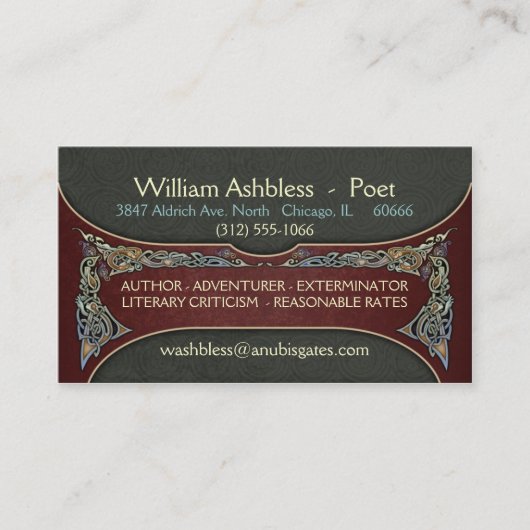 Celtic Gripping Beasts Visitekaartjes (Voorkant)