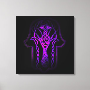 Celtic Hamsa Hand (Paars) Canvas Afdruk