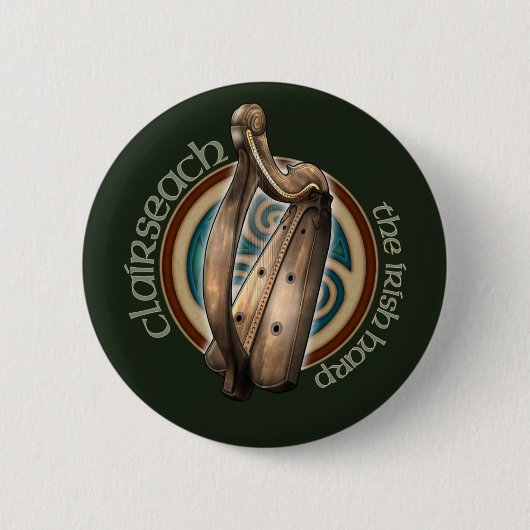 Celtic Harp Button (Donker) (Voorkant)