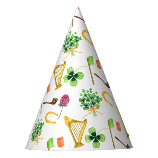 Celtic Harp St. Patrick's Day Pattern Feesthoedjes (Voorkant)