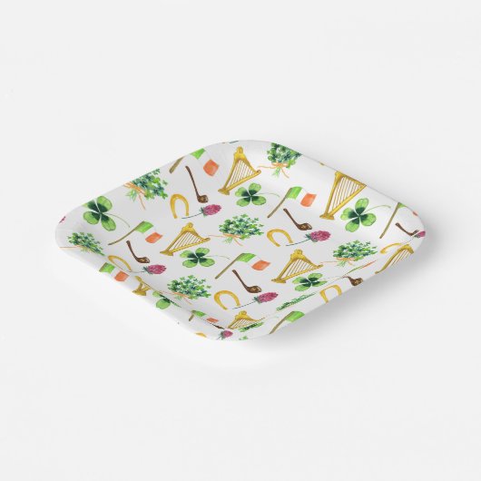 Celtic Harp St. Patrick's Day Pattern Papieren Bordje (Gebogen)