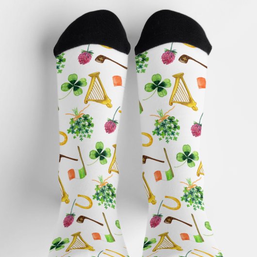 Celtic Harp St. Patrick's Day Pattern Sokken (Top)