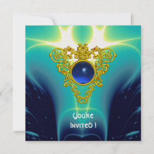CELTIC HEART aqua blue, blauwgroen, gele champagne Kaart