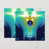 CELTIC HEART heldere blauwe, gele champagne Kaart (Voorkant / Achterkant)